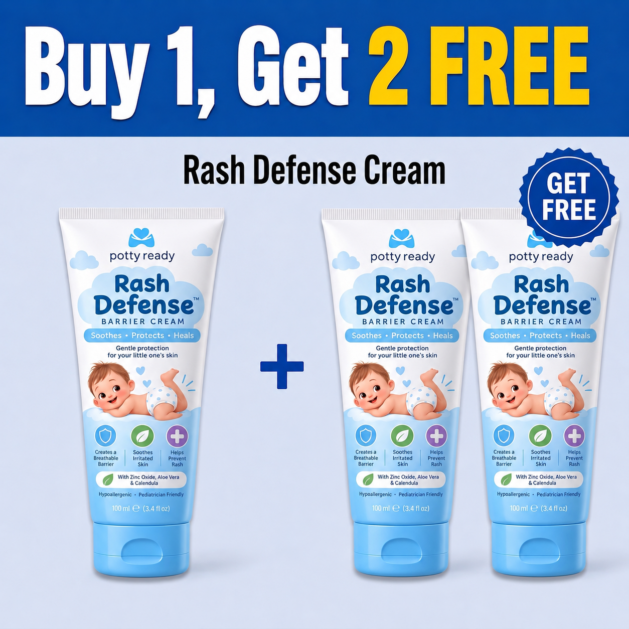 Potty Ready™ Rash Defense Cream (Buy 1, Get 2 FREE!)